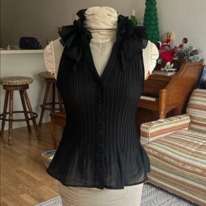 Allison Taylor Black Pleated Blouse